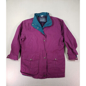Dash Classics Jacket Womens Small Purple Full Zip Lined Flap Pockets Snap Button